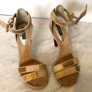 Neutral Snakeskin Heeled Sandal Size 36.5